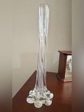 Vintage Swung Glass  Vase
Elephant Foot Base 11 1/4”